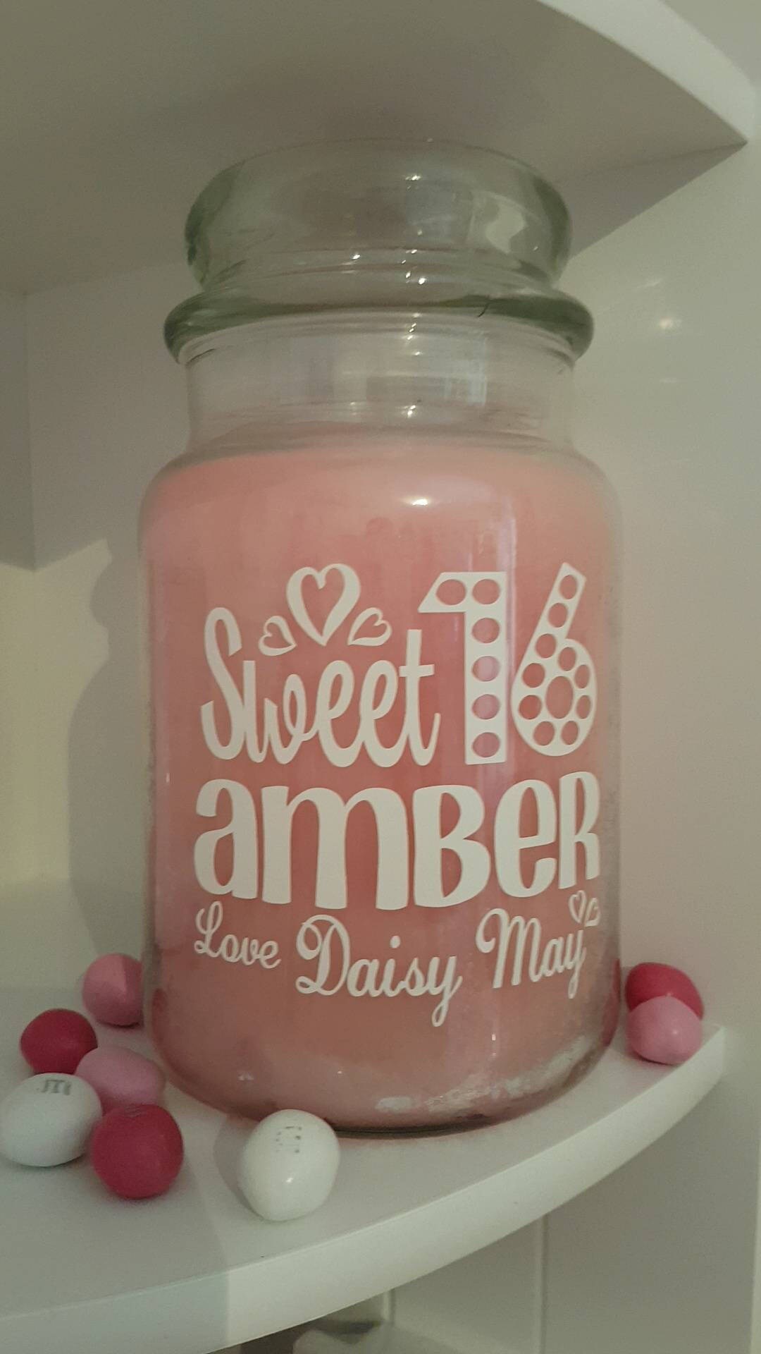 Personalised Sticker/label Happy Sweet 16 Sixteen Teen Birthday for