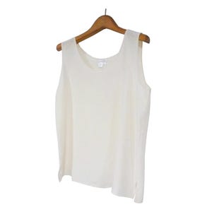 Camiseta sin mangas de jersey 100% seda para mujer, blusa minimalista sin mangas con escote redondo, camisola de seda ligera, ideal para combinar con otras prendas.