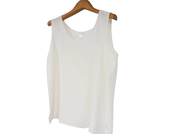 100% Silk Crepe de Chine Tank Top Women: Lightweight Scoop Neck Sleeveless Blouse