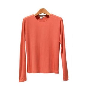 100% Silk Jersey Top in Crew Neck Long Sleeve Silk Tee Top