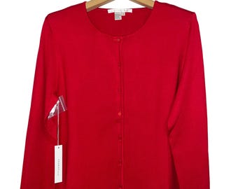 Women's Silk Blend Cardigan Sweater, Long Sleeve Button Front Jewel Neck, Lightweight Knit Top
