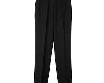 Women's Classic Fine Wool  Trouser, Elastic Waist, Straight Leg Pants (Black/Brown/Charcoal