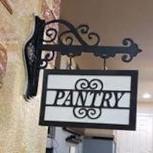 Svg laser cutting file. Pantry sign and wall hanging bracket