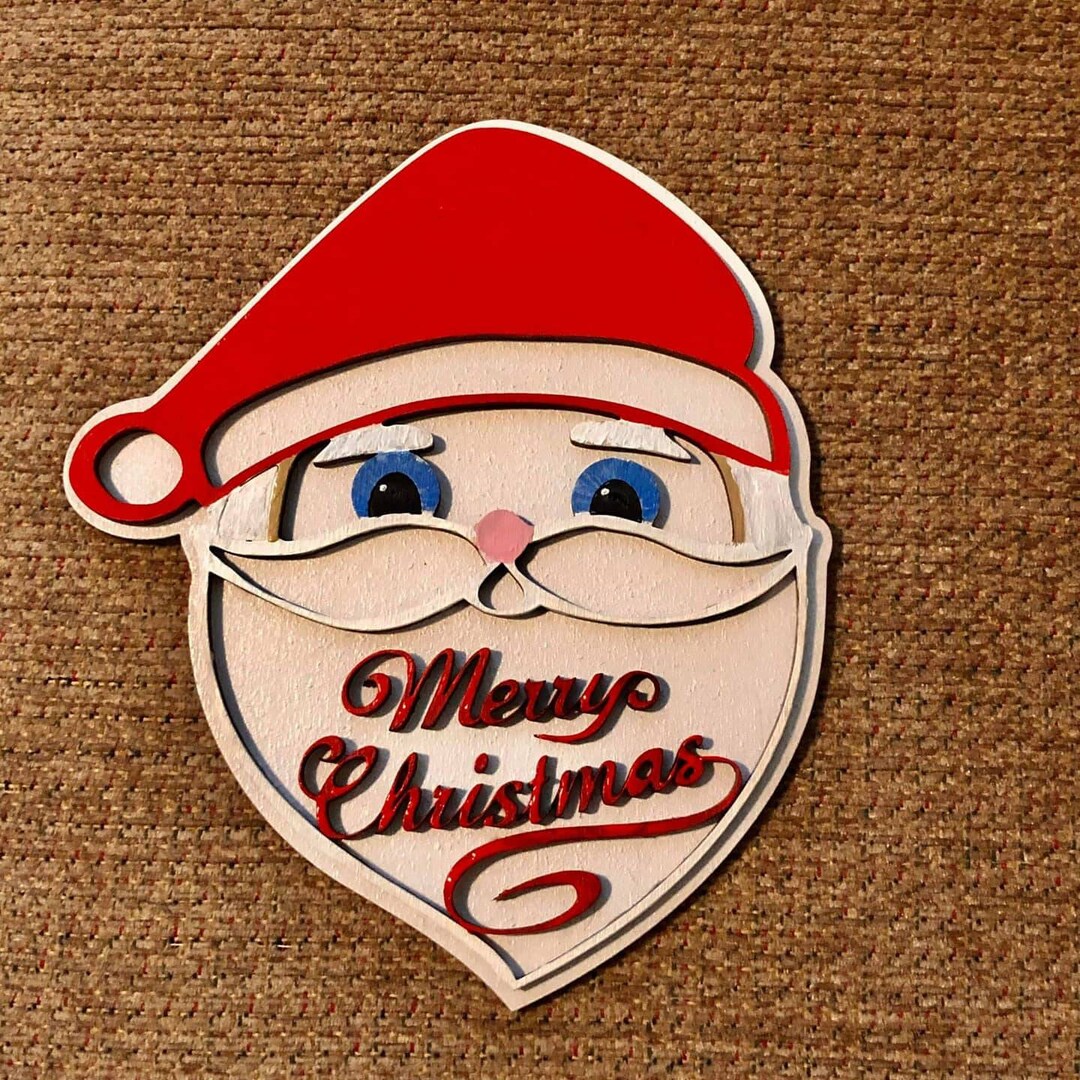 Svg Laser Cut File of Santa With Merry Christmas - Etsy