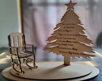 silla vacante en Navidad para aquellos en el cielo svg archivo láser sólo
