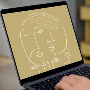 Digital Print I&#39;m a Phenomenon The Wink Club Poster Modern Abstract Line Art Faces Eyes Minimalist Marcus Gunn Jaw Wink Pink Green Tan White