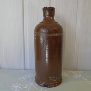 Antique Stoneware Glazed Lipped Ink Bottle - Bourne Denby - Vase - Crock - Kitchenalia - Rustic Display - Victorian Crock