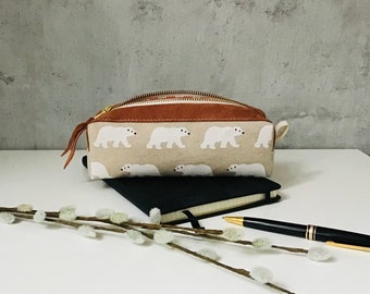 pencil case "ICEBEAR" cotton/leather