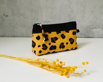 Smal Cosmetic Bag "LEO" cotton/leather/coated cotton