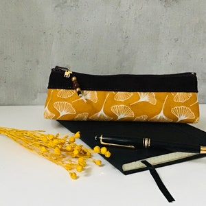 pencil case cosmetic bag "honey" cotton/leather