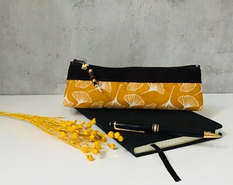 pencil case cosmetic bag "honey" cotton/leather