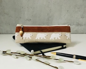 pencil case "ICEBEARS" cotton/leather/coated cotton