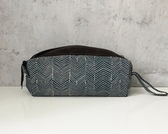 Toiletry Bag Herringbone Cotton/Leather