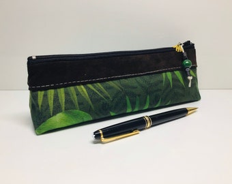 Pencil case or cosmetic bag with jungle print