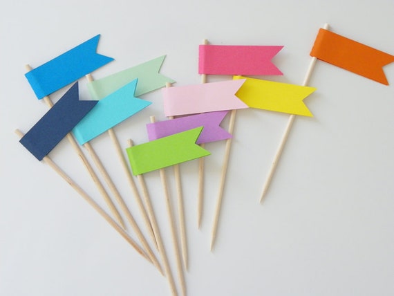 Items similar to 10 Toothpick flags - Birthday Stationary Invitations ...