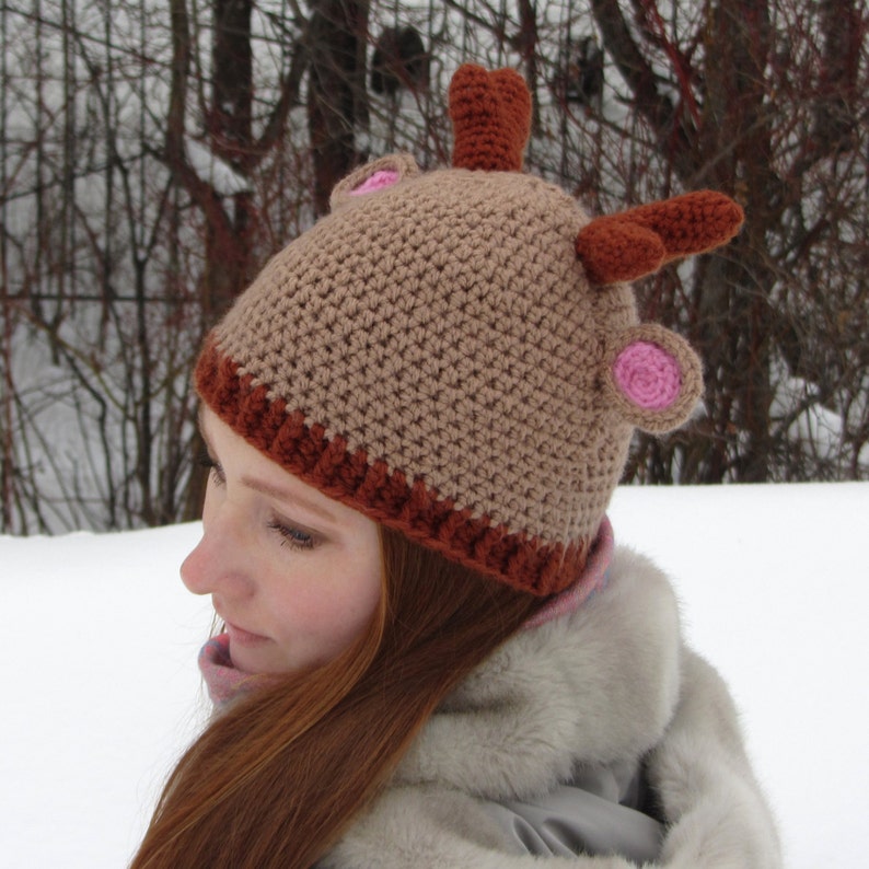 Crochet Pattern for Deer Antlers Hat Elk Beanie Design PDF Etsy Norway