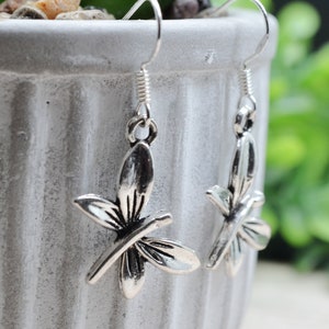 Sterling Silver Dragonfly Earrings, Silver Dragonfly Earrings, Customizable Sterling Silver Earrings, Insect Earrings, Silver Dragonfly