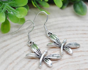 Sterling Silver Dragonfly Earrings, Silver Dragonfly Earrings, Customizable Sterling Silver Earrings, Insect Earrings, Silver Dragonfly