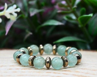 Aventurine & Pyrite Ring 4mm Aventurine Gemstone Protection Ring Handmade Witchy Gifts