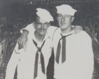 Original 1940's WW II Era US Sailor Boys Hawaiian Islands Souvenir Photo