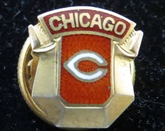 Rare 1950's Chicago Bears Football Gold Tone Collar Pin - Free Shipping