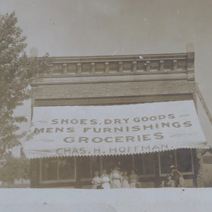 Original 1900&#39;s LaCrosse Indiana Chas. Hoffman Grocery and Dry Goods Store RPPC Real Photo Postcard