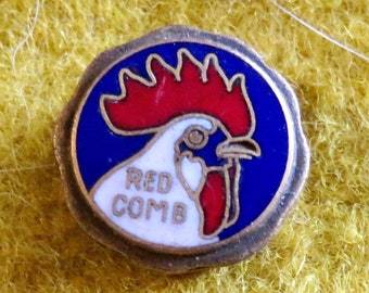 Vintage 1950's Red Comb Poultry Feeds Advertising Lapel Collar Pin