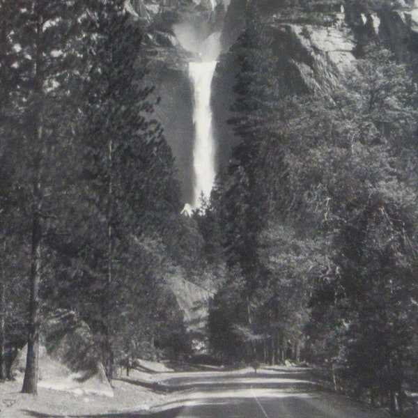 Yosemite Falls - Ansel Adams (1902-1984) Best's Studio Yosemite National Park, CA  5 x 7 Photograph - Back Stamped Circa 1940