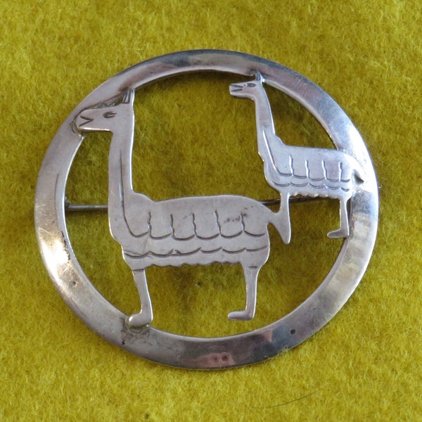 Vintage 1950's Graziella Laffi Signed Sterling Silver Llama Brooch Pin - Made In Peru