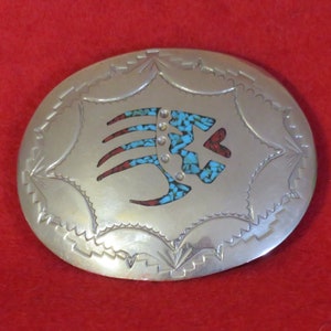 Vintage 1970s Navajo Silver Turquoise Belt Buckle – Signed WCB