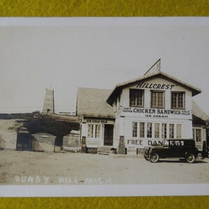 Vintage 1920&#39;s Bundy Hill Michigan RPPC Real Photo Postcard - Hillcrest Restaurant