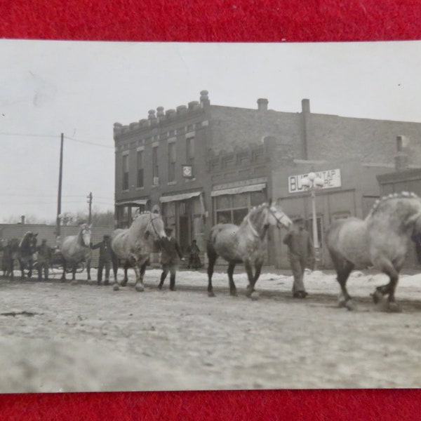 Early 1900's Downtown Valparaiso Indiana Horse Parade RPPC Real Photo Postcard