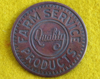 Vintage 1950's Farm Service Products Silver Cobalt Battery Advertising Trade Token