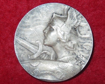 1907 Art Nouveau French Silver Aux Armes Medal By Pierre Alexandre Morlon - To Arms!