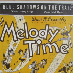 Walt Disney Vintage 1948 Blue Shadows On The Trail Sheet Music - Free Shipping