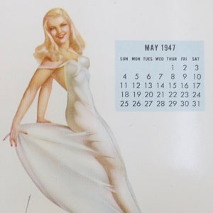 May 1947 Alberto Vargas Esquire Pin Up Girl Mini Calendar Page