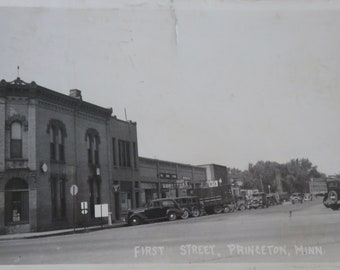 Vintage 1946 First Street Princeton, Minnesota RPPC Real Photo Postcard