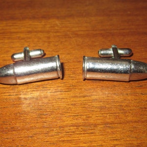 Vintage 1970&#39;s Law Enforcement Silver Bullet Cufflink/Cuff Link Set