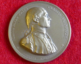 Vintage 1970's US Mint John Paul Jones Revolutionary War Commemorative Bronze Medallion Paperweight