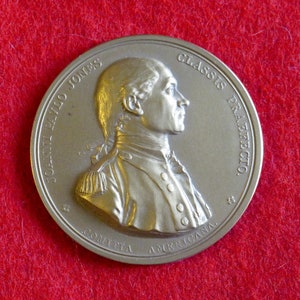 Vintage 1970&#39;s US Mint John Paul Jones Revolutionary War Commemorative Bronze Medallion Paperweight