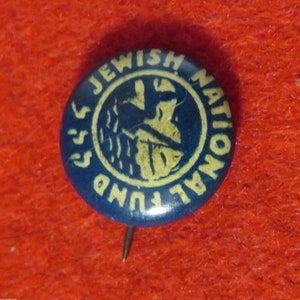 Vintage Jewish National Fund Pin Back Button