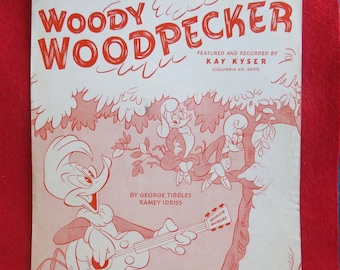 Vintage 1948 Woody Woodpecker Sheet Music Walter Lantz
