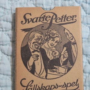 Vintage 1920&#39;s Svarte Petter Swedish Playing Card Set - Sallskaps-Spel Game - Made In Sweden