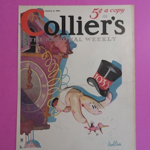 Original 1935 Collier&#39;s Magazine Cover - Baby New Year By Frank Owen (Cover Only)