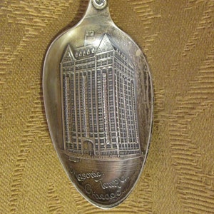 Antique 1900&#39;s RM & S Sterling Masonic Temple Chicago Souvenir Spoon - Mason
