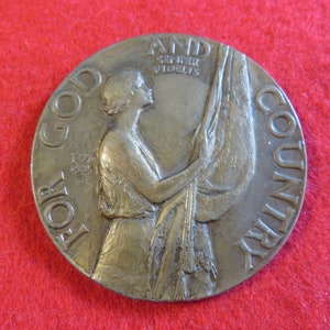 Original 1925 American Legion Patriotic School Award Medallion Paperweight - For God & Country