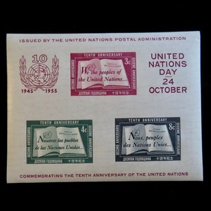 1955 United Nations Scott #38 Souvenir Sheet Mint Never Hinged