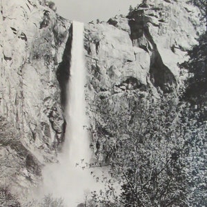 Vintage Ansel Adams Bridal Veil Falls Photo, Yosemite National Park (5x7)