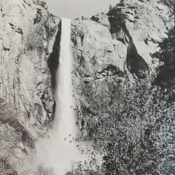 Bridal Veil Falls - Ansel Adams (1902-1984) Best's Studio Yosemite National Park, CA 5 x 7 Photograph - Unmarked