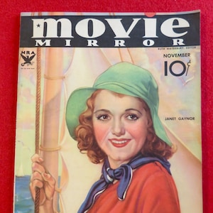 Original November 1933 Movie Mirror Magazine - Janet Gaynor Cover